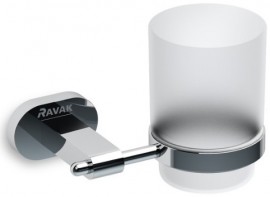 Ravak Chrome držák s pohárkem, matné sklo, mosaz CR 210.00